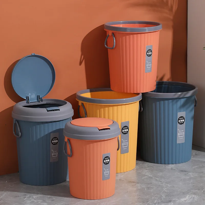 

Large thickened trash can household kitchen pressure ring classification trash can bathroom Nordic creative trash basket with li