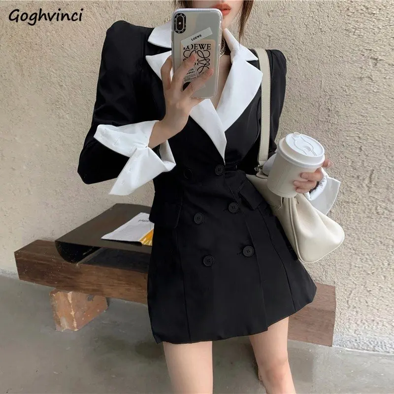 

Женские офисные блейзеры, приталенный дизайн, элегантная простая винтажная универсальная нежная уличная одежда в стиле пэчворк с длинным рукавом, шикарная верхняя одежда