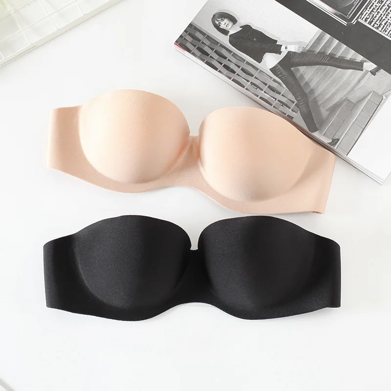 Bra Push Up Strapless Invisible Solid Silicone Bras Wedding Bralette Women Removable Anti-slip Straps Halter Plus Size