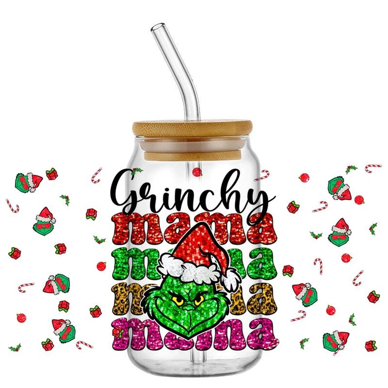 Minoso 3D Santa Wrap Мультяшная Рождественская Кристаллическая Текстура UVDTF Наклейка Для