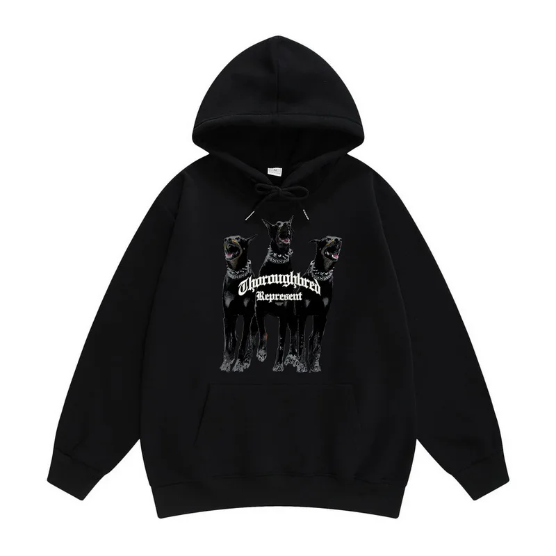 

2022 Men Hip Hop Streetwear Hooded Jacket Dog Letter Printed Hoodie Coat Harajuku Loose pullover Hoody Autumn winter Outwear