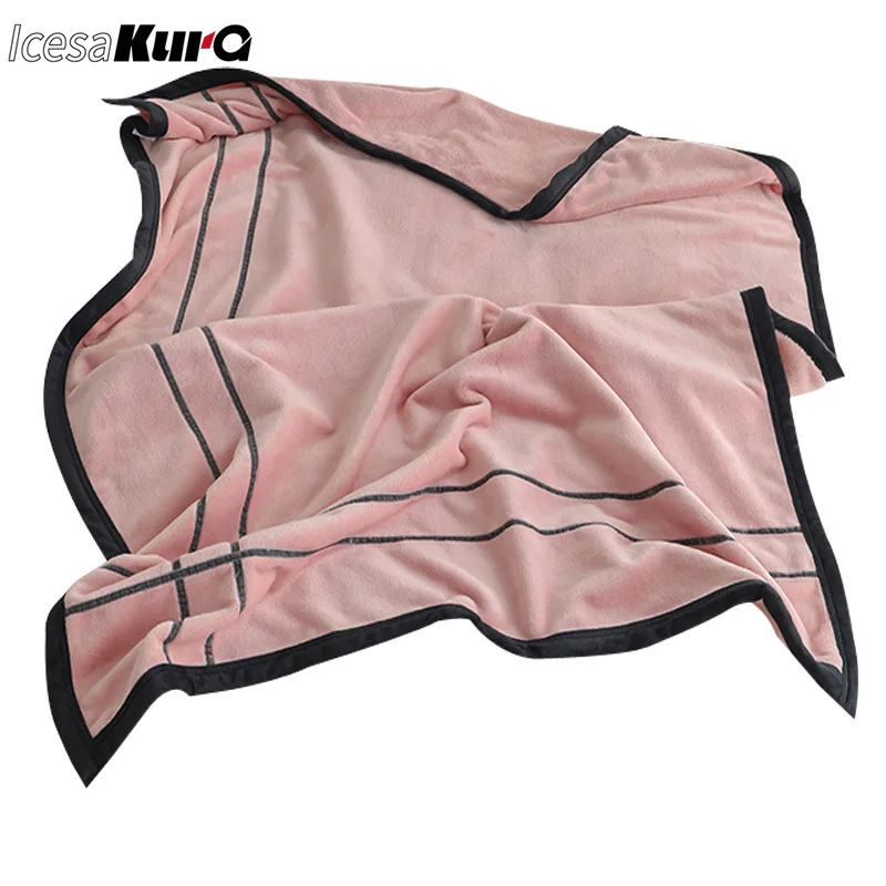 

Coral Fleece Blanket Solid Color Summer Lunch Break Air Conditioning Blanket Cover Leg Single Shawl Four Seasons Universal