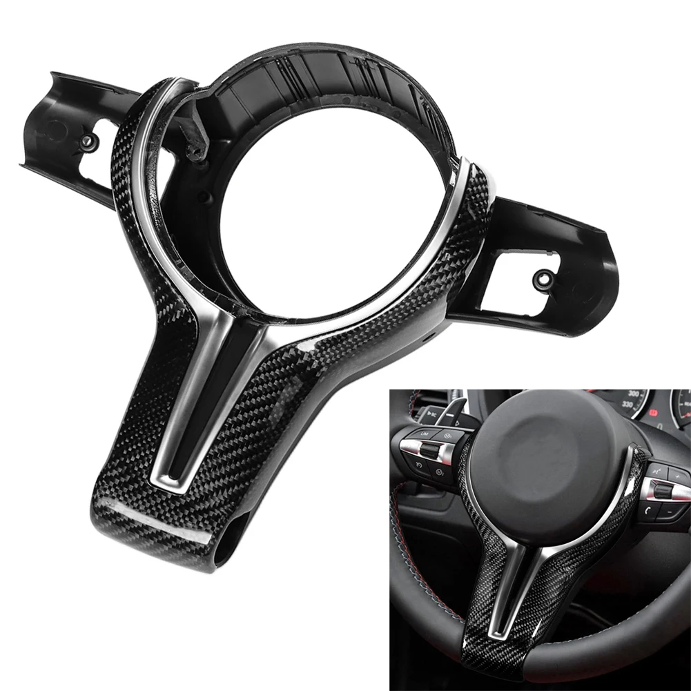 

For BMW Trim Steering Wheel Trim Carbon Fiber Steering Wheel Trim Replace 1pcs ABS Carbon Fiber High Quality PC