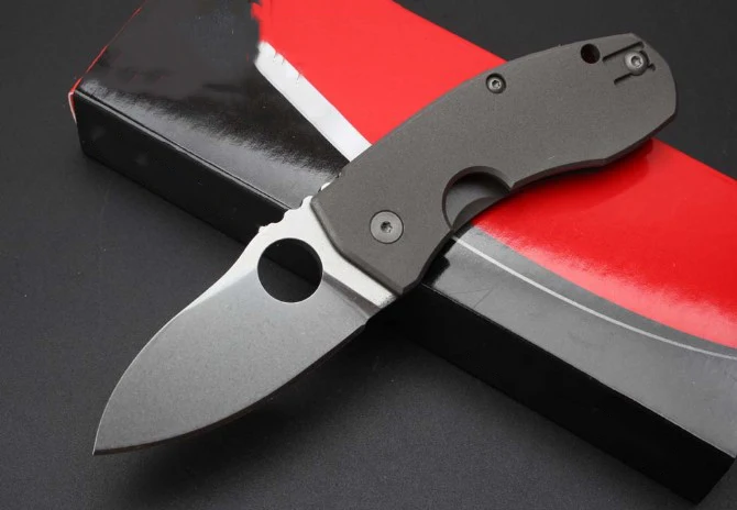 Mini Stone Wash D2 Blade  Folding Knife High Quality Titanium Alloy Outdoor Camping Safety Military Knives Pocket EDC Tool-BY02