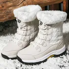 Женские ботинки со стразами, водонепроницаемые однотонные ботинки из натуральной замши, на нескользящей подошве, для зимы, 2021