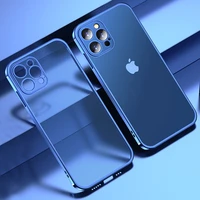 jome luxury plating square frame transparent silicone case for iphone 13 12 11 pro max x xr 7 8 6s plus se case clear back cover