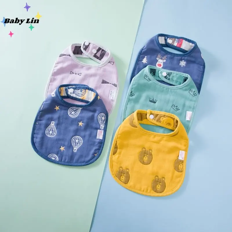

5pcs/1pcs Baby Bibs Girl Boy Feeding Apron Cartoon Saliva Towel Toddler Infant Dinner Burp Cloths Newborn Accessorries Bandanas