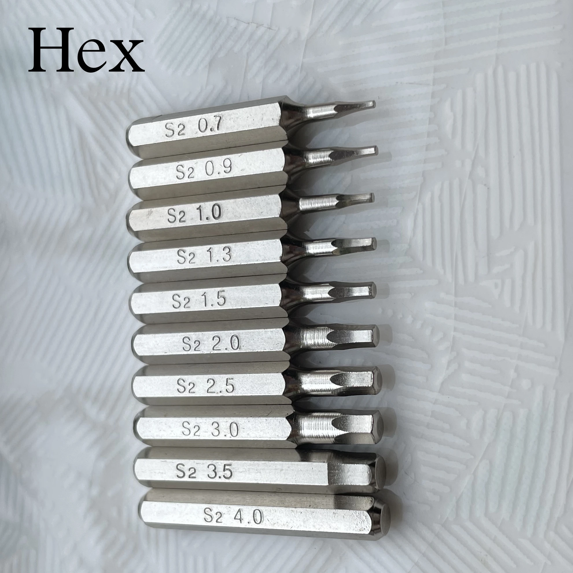 10PCS S2 HEX Screwdriver Bits Set H0.7 0.9 1.0 1.3 1.5 2.0 2.5 3.0 3.5 4.0 Mobile Repair Plum Blossoms Repairing Head H4×28mm