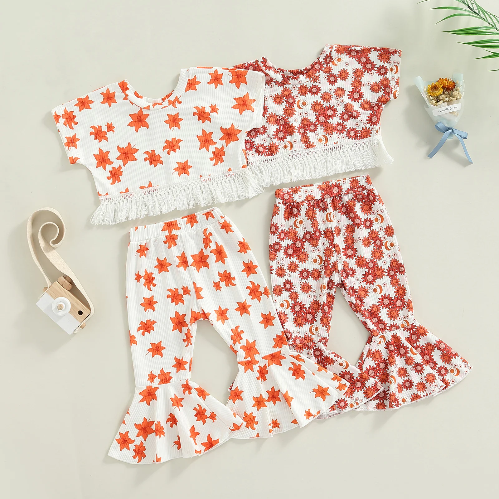

Летний комплект одежды для новорожденных девочек, короткий топ с коротким рукавом, рубашка с кисточками и подолом, комплект детской одежды