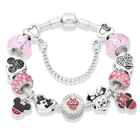 wholesale cute pink bracelet diy peach heart cartoon ancient silver bracelet ladies children gifts