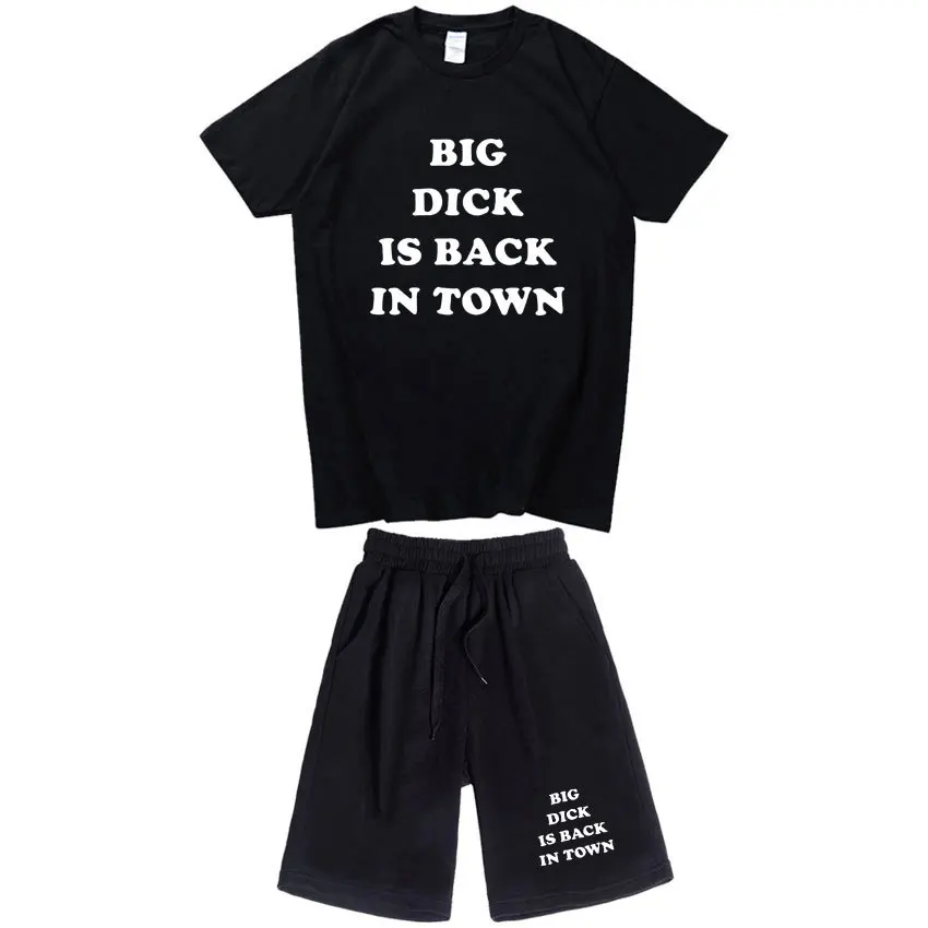 2023 Summer Short Sleeve Shorts Set Big Dick Back In To Letter Printed Men's and Women's T-shirt Set