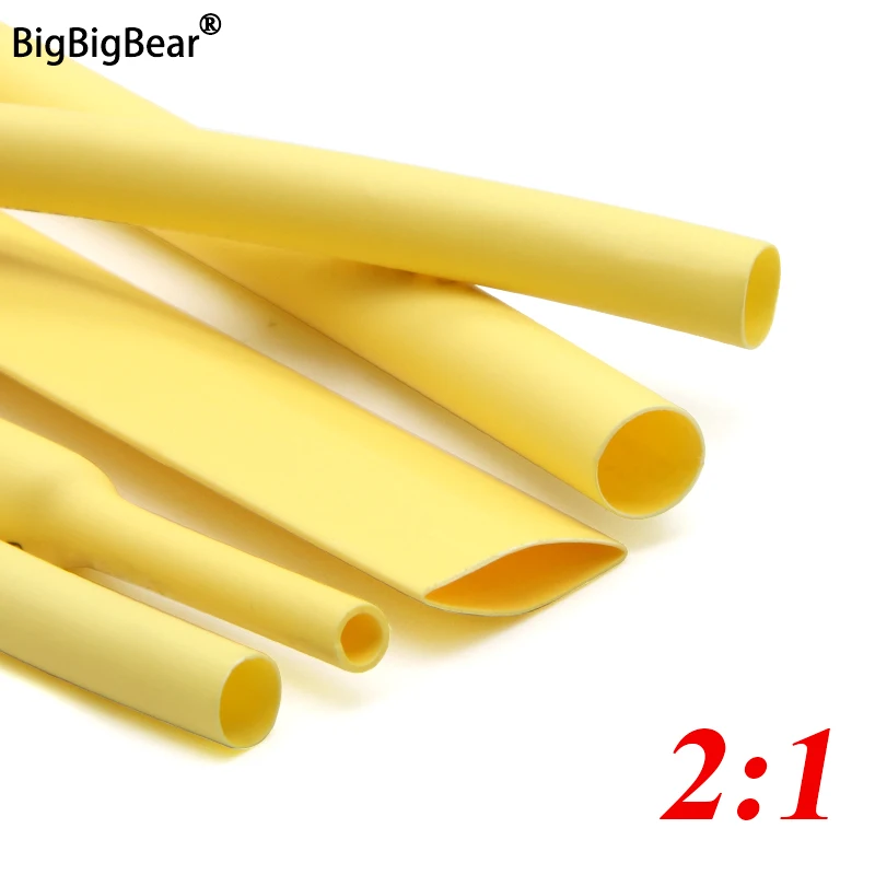 

1/5/10/25/50M 2:1 Heat Shrink Heatshrink Tube Yellow Diameter 1mm ~ 50mm Wire Repair DIY Cable Protecctor Tubing Sleeving Wrap