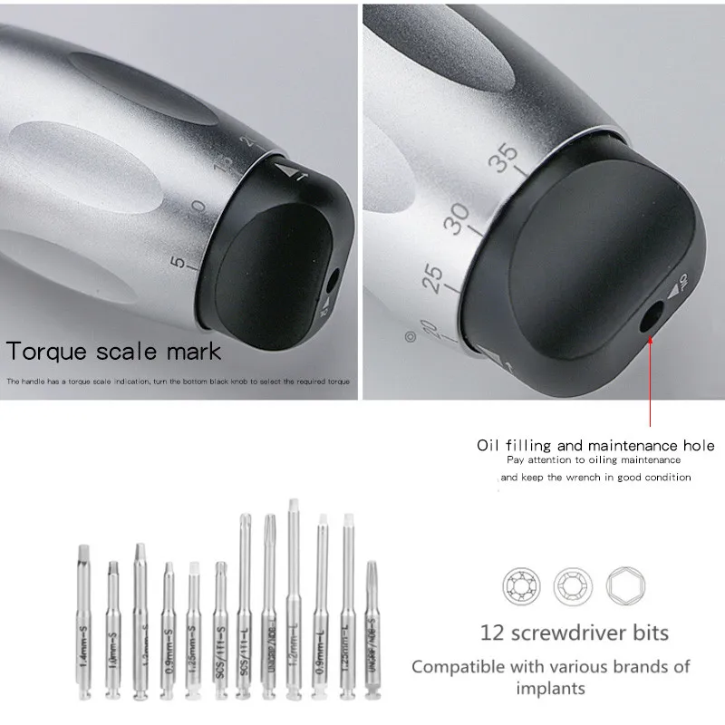 Универсальный динамометрический ключ den tal imp lant с 12 отвертками 5n-35n 2 35 мм биты