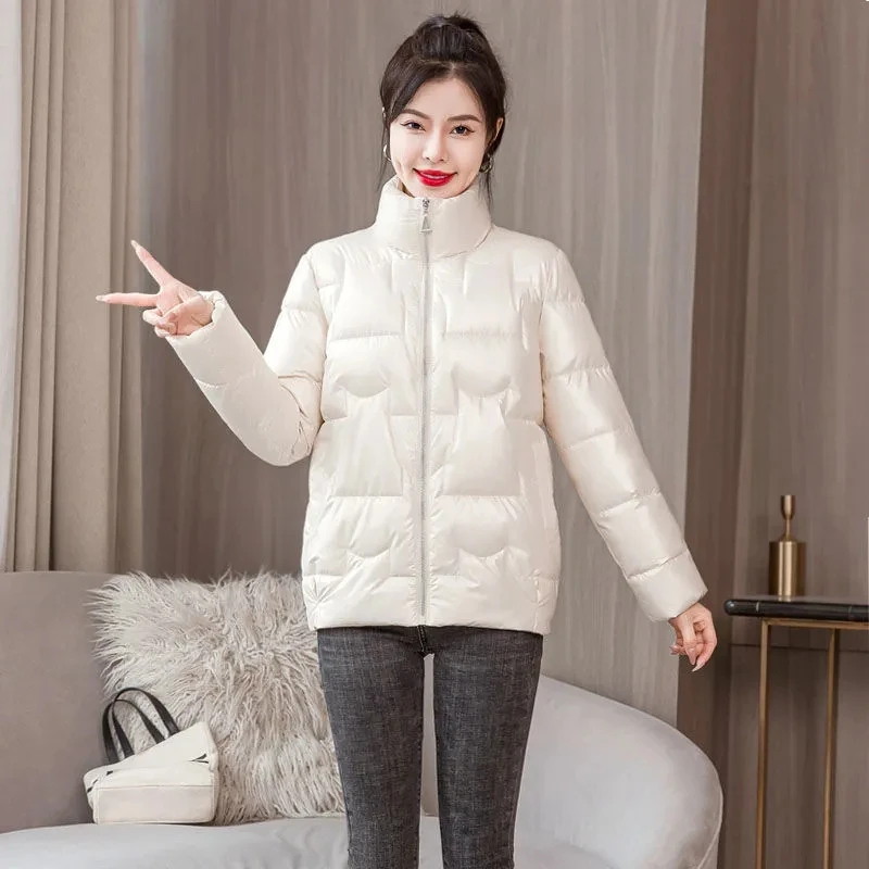 Padded Jacket Womens 2022 Winter New Korean Fashion Loose Casual Down Cotton Coat Women Large Size Shiny Disposable Parkas