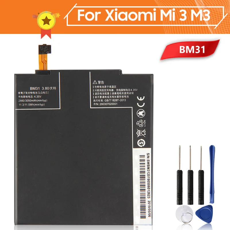

Phone Battery BM31 For Xiao mi 3050mAh BM31 Replacement Battery +Tool