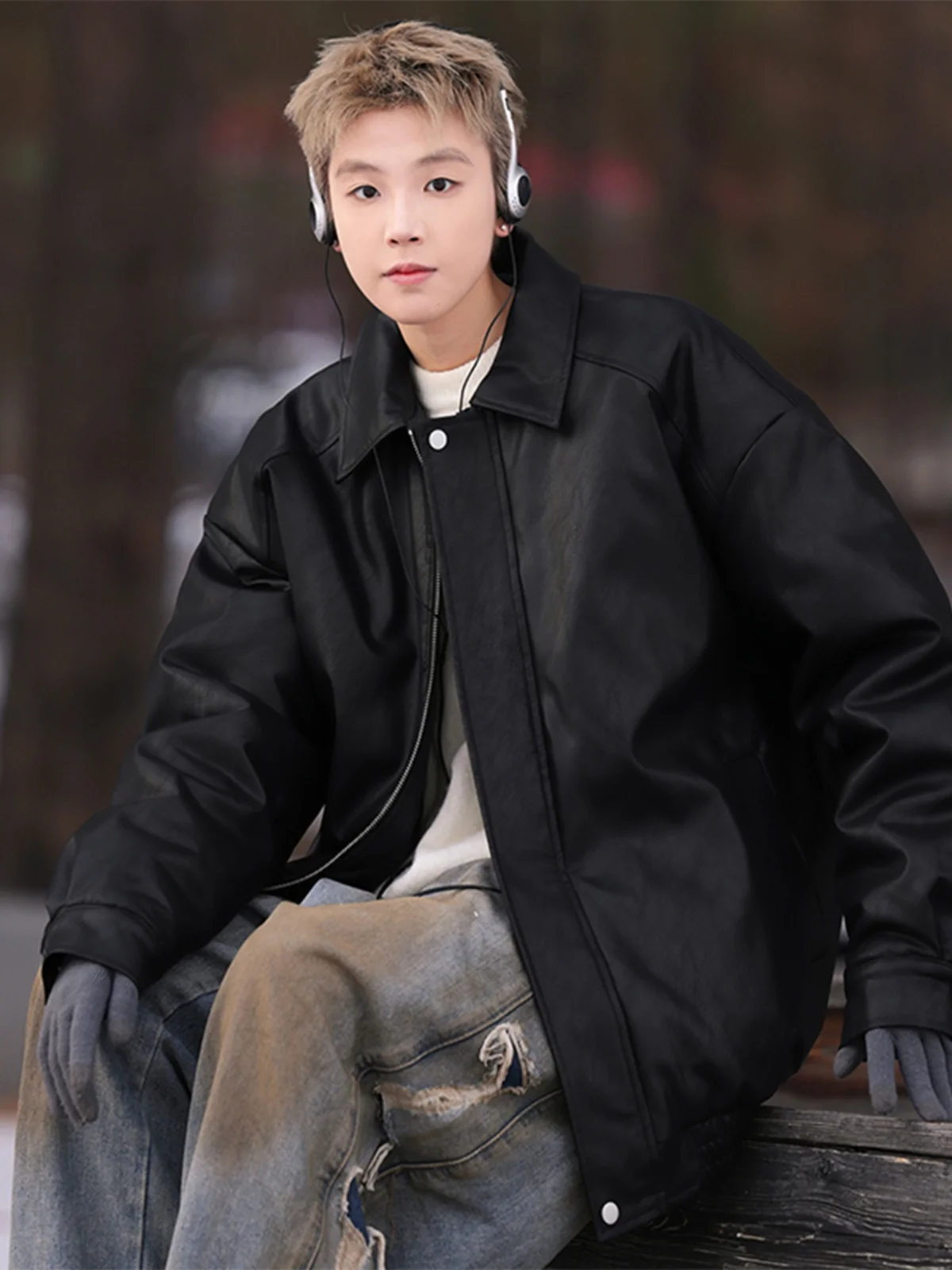 Американское кофейное пальто из искусственной кожи с хлопковой подкладкой