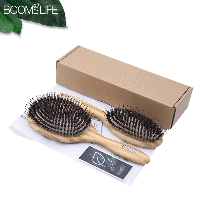 Boar Bristle Brush Bamboo Hair Brush Women Head Scalp Massage Wood Comb for Hair Brosse Cheveux Femme Brosse Poil De Sanglier images - 6