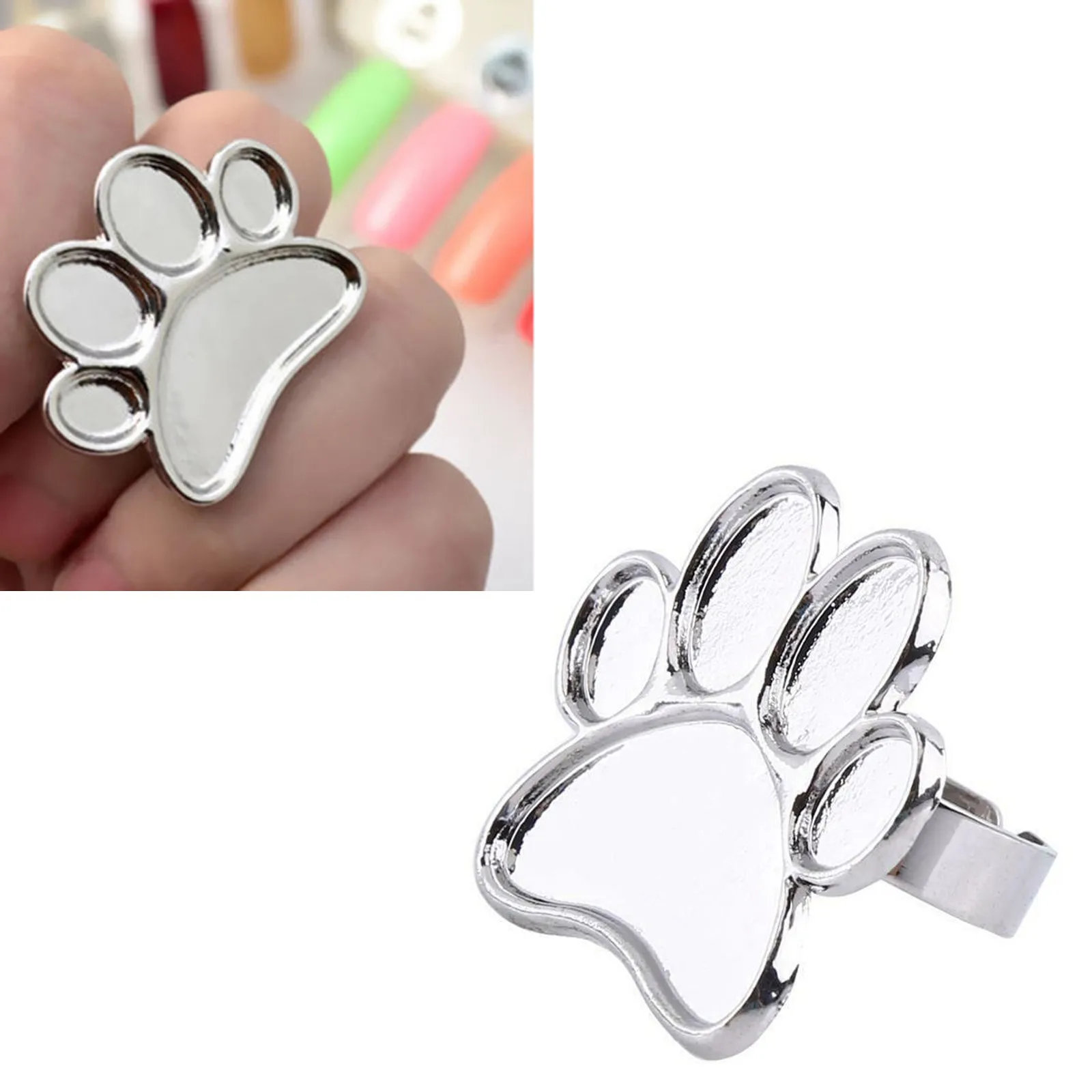 

Mini Nail Art Color Palette Cute Footprint Design Finger Ring Mixing Color UV Gel Painting Palette Manicure Nail Tools