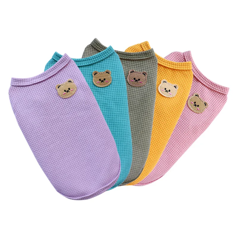 

2022 New Cute Bear Print Soild Dog Vest Summer Clothes Cat Clothing Shirt For Small Dog French Bulldog Pet Costume Dropshipping