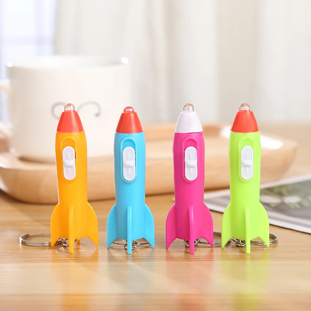 Flashlight Key Rocket Party Space Favors Keychains In Bulk Flashlights Pendant Bulk Kids Ring Light Hanging Backpack Outer
