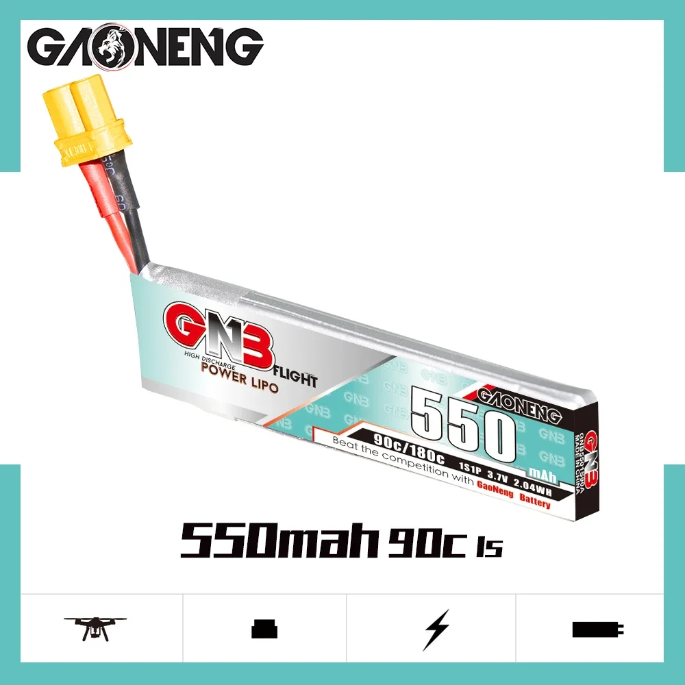 GAONENG GNB 550mAh 1S 90C 180C 3 7 V Cabled XT30 LiPo батарея BetaFPV Beta75X Happymodel Mobula6 Mobula7 Snapper
