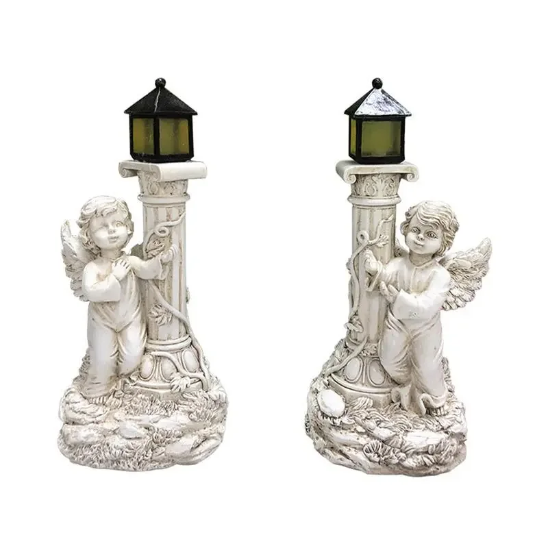 

NEW IN With Solar Lights Sculpture With Solar Powered Light Polyresin Outdoor Figurine For Yard Lawn Gardens Patios