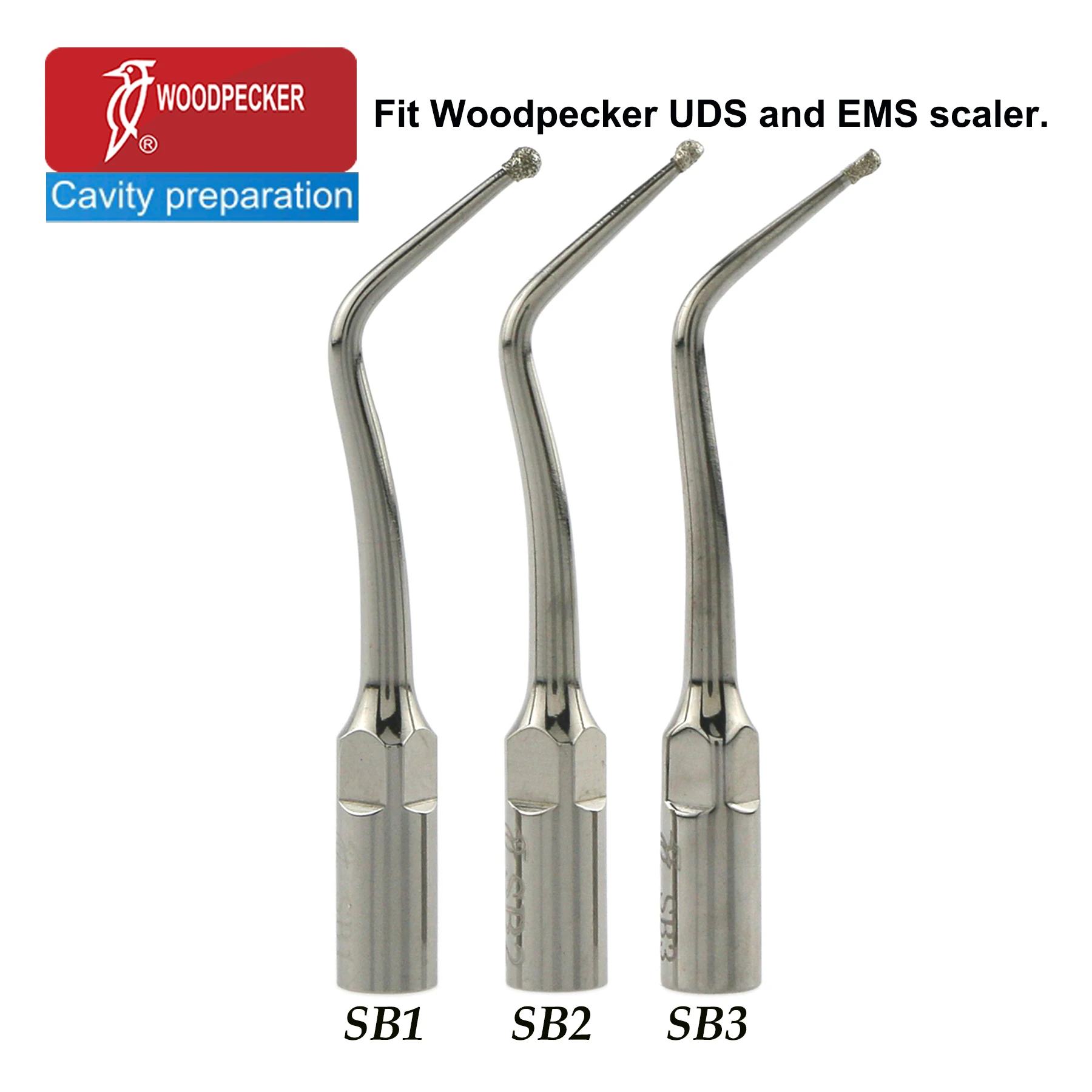 

Woodpecker Dental Ultrasonic Scaler Tip SB1 SB2 SB3 Remove Caries On Oeclusal Mesial Distal Cavity Preparation Tips Fit UDS EMS