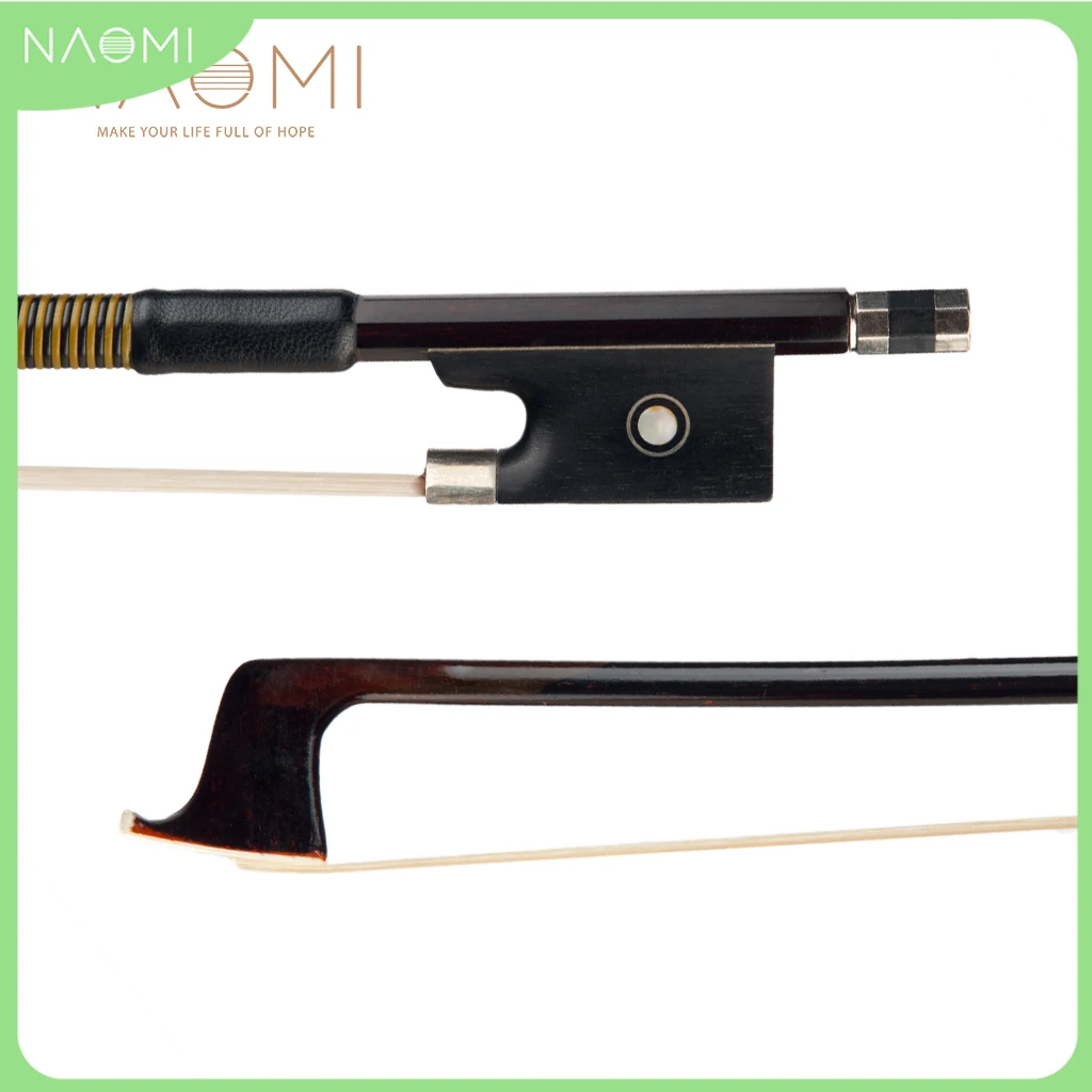 

NAOMI Brazilwood Violin Bow Straight Bow Sheepskin Grip White Mongolia Horsehair Bow Ebony Frog W/ Paris Eye Inlay