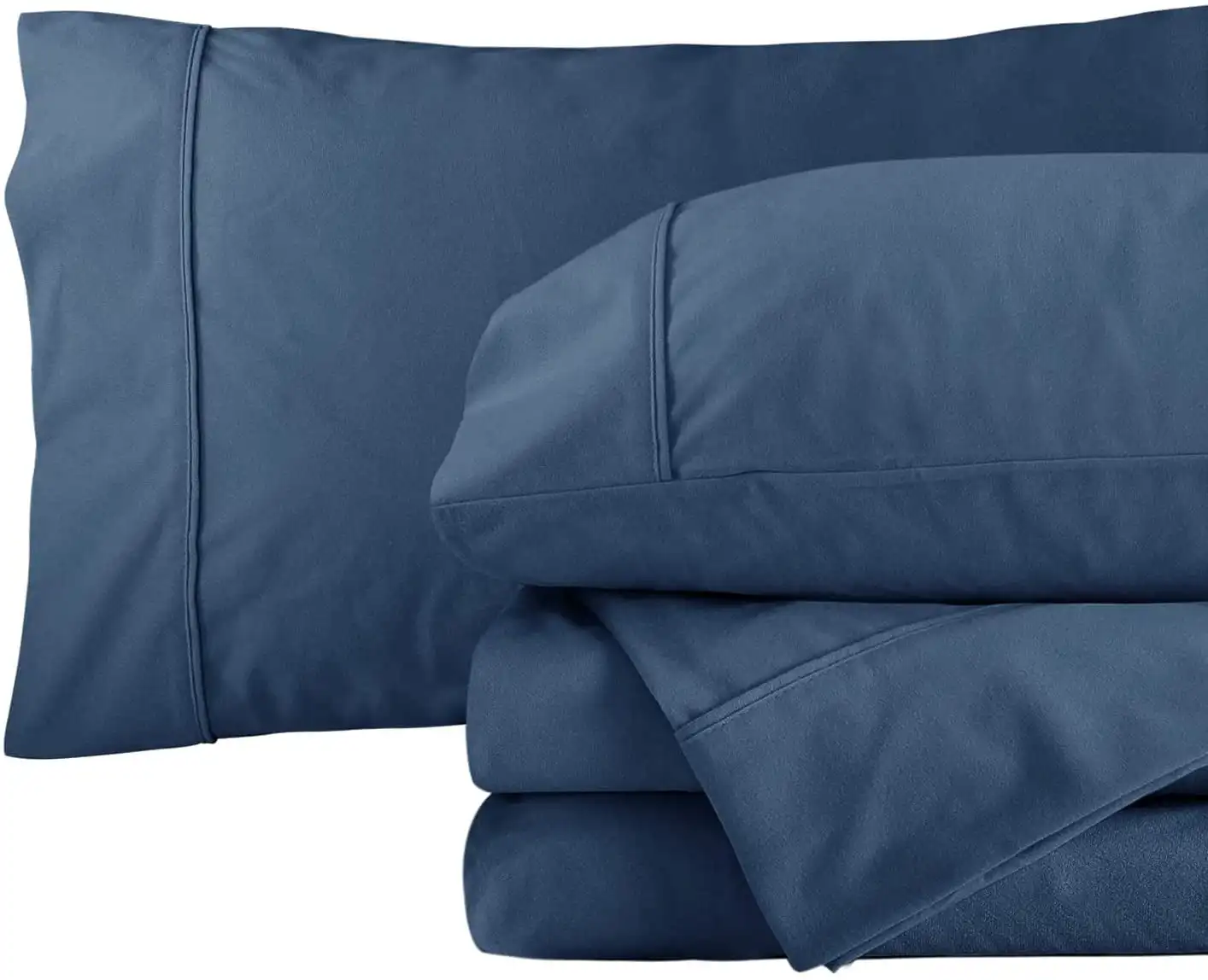 

4 Pieces Microfiber Flannel Sheet Set, King Size Linen Color Bedding Set