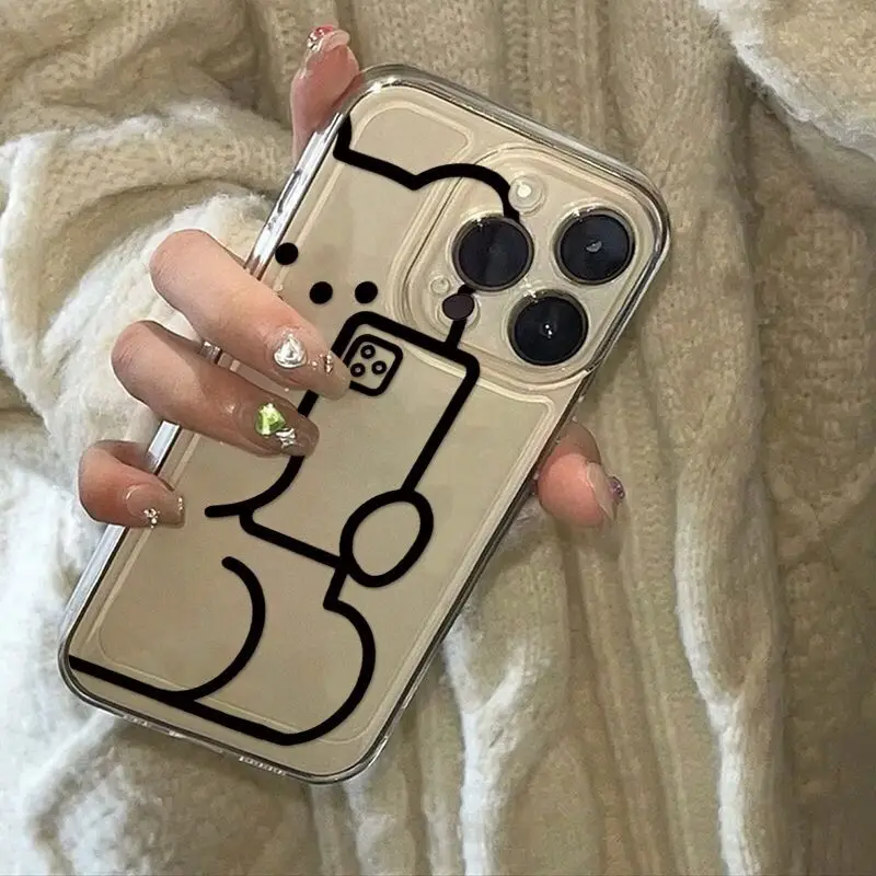 Чехол для телефона с милым мультяшным медведем iphone 15 plus 14 pro max 13 11 12 задняя крышка