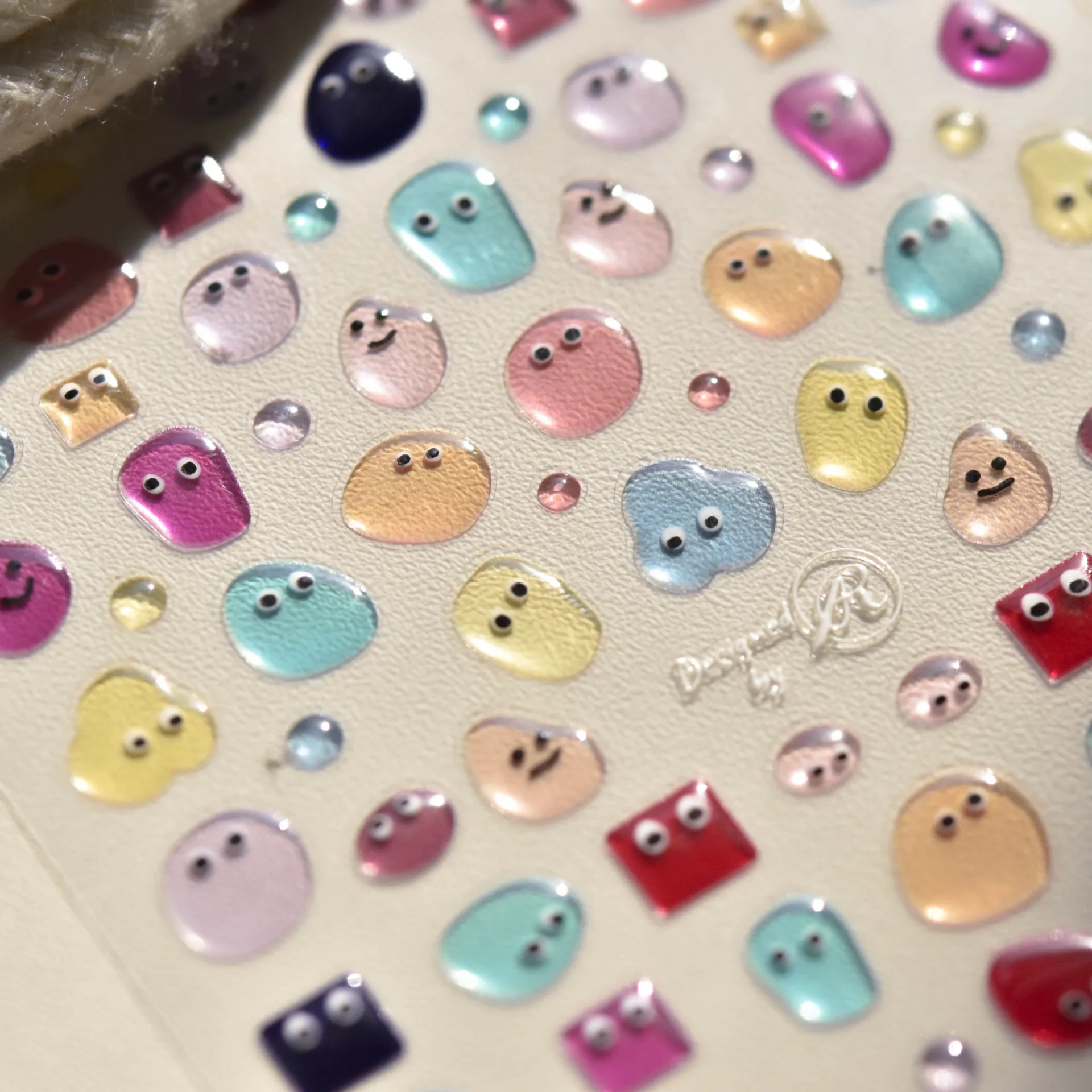 

1Sheet Jelly Design 5D Adhesive Nail Art Stickers Cartoon/Heart/Flowers Nail Art 8*10cm Colorful Pudding Jelly Manicure Decal NK