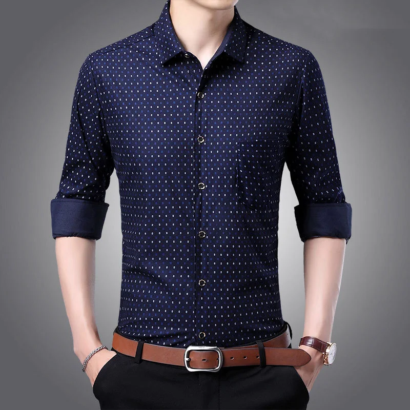 

2022 Spring and Autumn New Plaid Men's Shirt Business Casual Shirts Male Slim Fit Men's Clothing Size M-4XL 1210-1