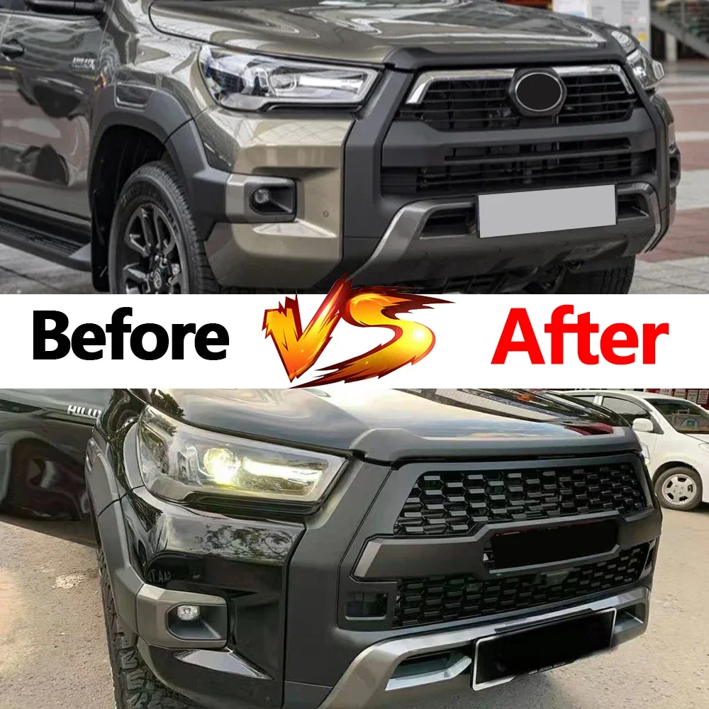  Модифицированная передняя решетка для Hilux Grill Revo Rocco 2021 автоаксессуары сетчатая