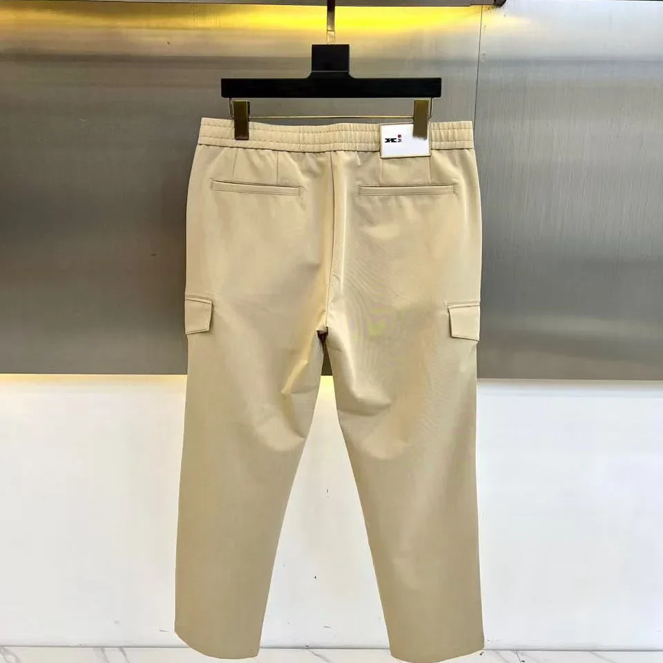 Фото Kiton, итальянские летние новые мужские повседневные брюки из хлопка и льна, однотонные простые прямые брюки со старыми деньгами, прилив №3