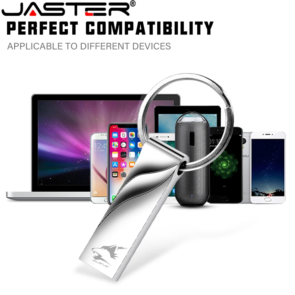 

JASTER New USB Flash Drive 64GB 32GB 16GB 8GB 4GB Pen Drive Pendrive Waterproof Silver Metal U Drive Memoria Cel Usb Stick Gift