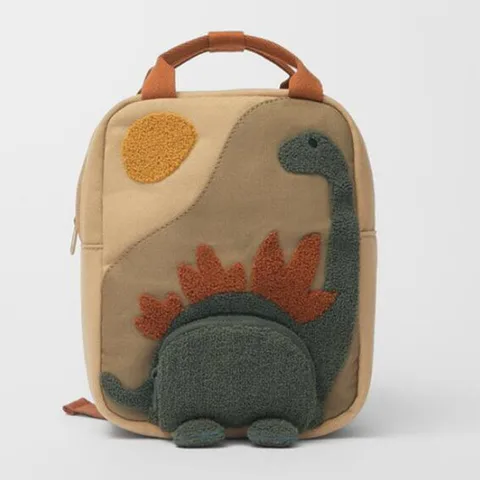 Новинка 2022, детский и студенческий холщовый рюкзак с вышивкой динозавра для покупок в школу