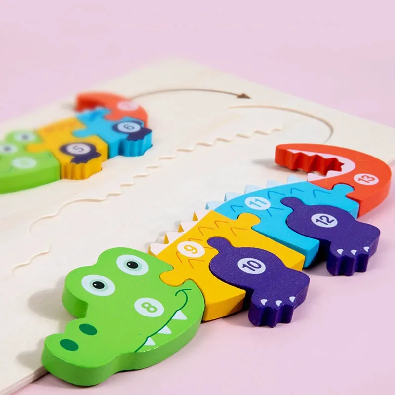 1 шт. детский деревянный пазл-Динозавры