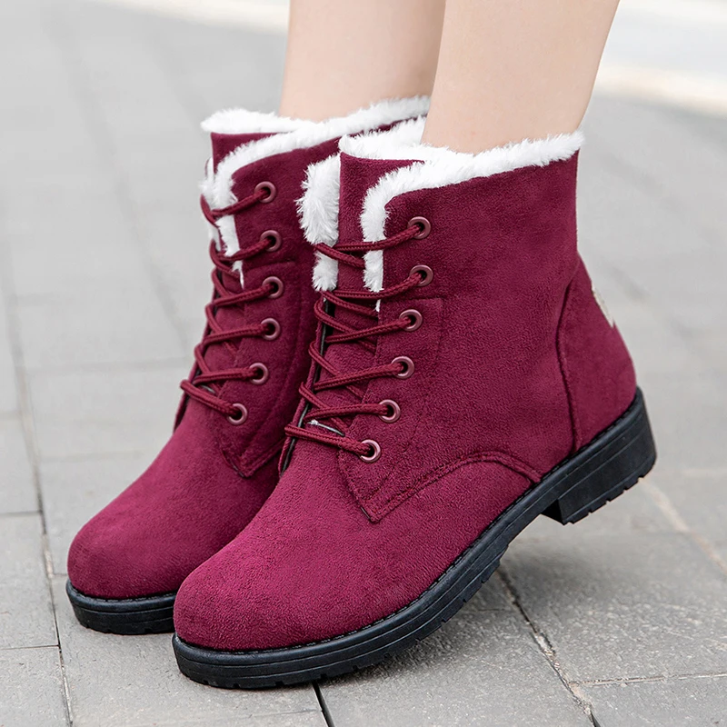 Женские ботинки зимняя легкая женская обувь на шнуровке женские плюшевые теплые