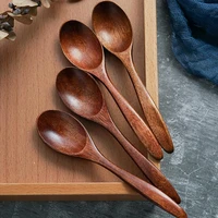 stirring spoon food grade smooth surface wood handmade cooking stirring spoon with ergonomic handle for home