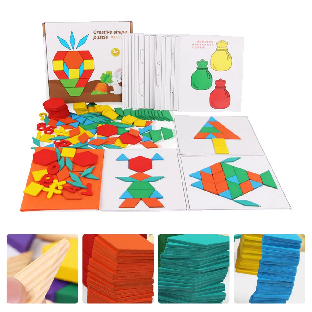 

Kids Puzzles Puzzle Wooden Jigsaw Toys Tangram Interesting Geometry Board Building Block Blocks