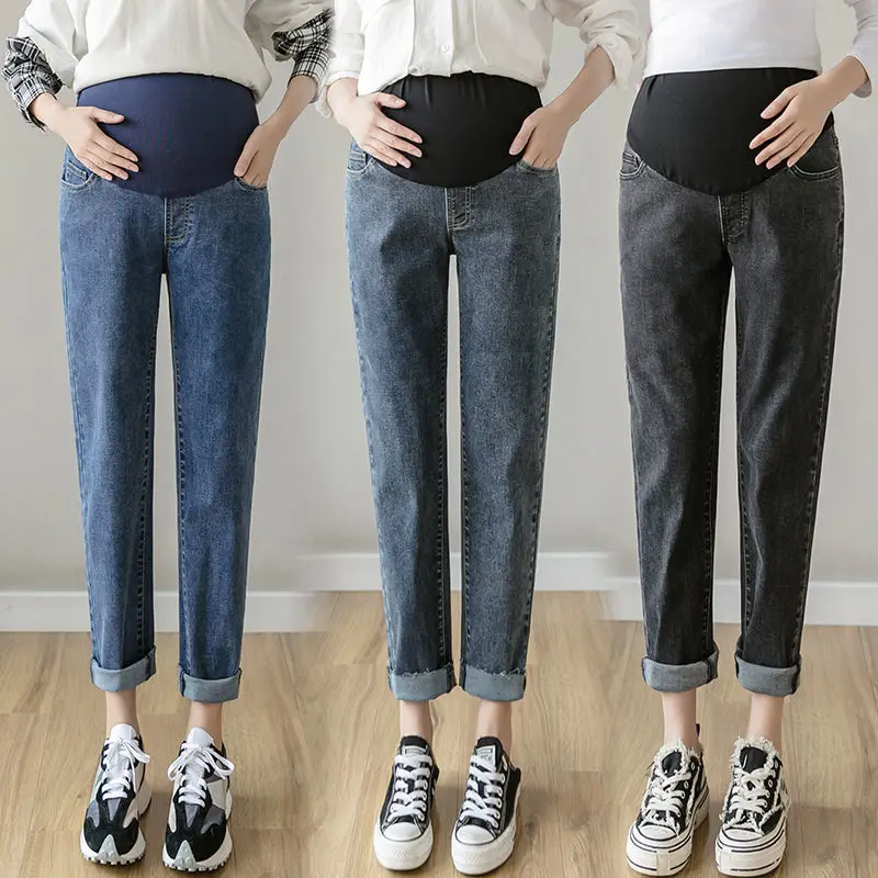 

Maternity Pants Spring and Autumn Outer Wear Straight Pants Large Size Ninth Pants Loose Pants Maternity Jeans Maternity Pants