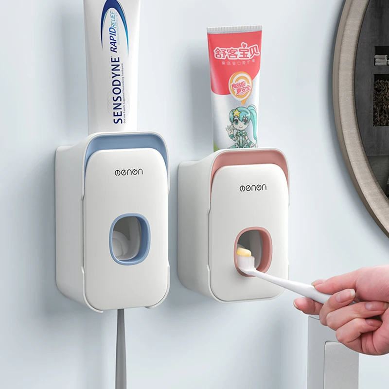 

Bathroom Accessories Set Automatic Toothpaste Dispenser Toothbrush Holder Wall Mount Toothbrush Storage Rack Toothpaste Squeezer