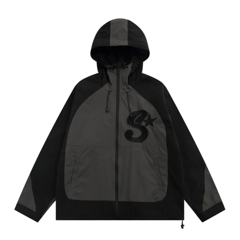 

Oversized Hooded Waterproof Men's Windbreakers Zip Up Hoodies Raincoat for Men Streetwear Brown Trench Coats Vintage 2023