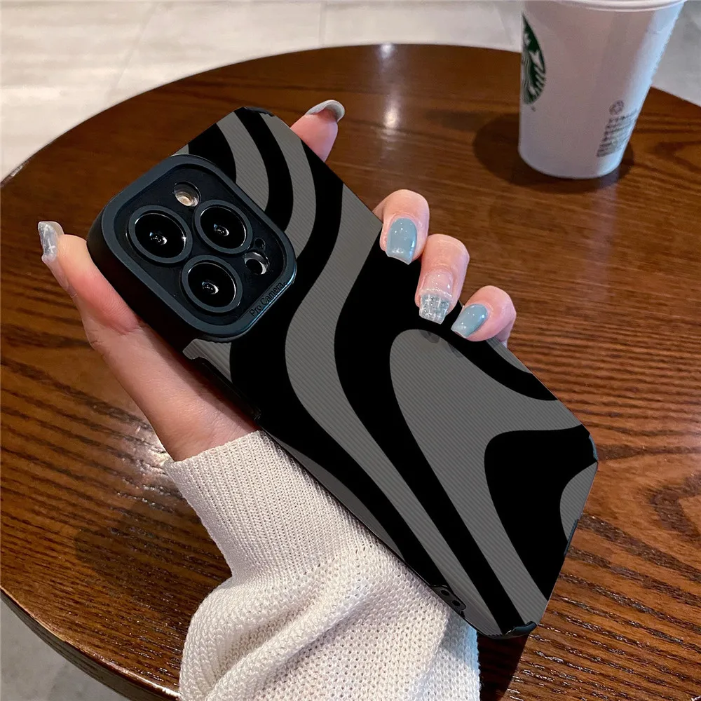 

Ottwn Black White Color Matching Phone Case For iPhone14 11 12 13 Pro 7 8 Plus X XS Max XR Shockproof Soft Silicone Bumper Cover