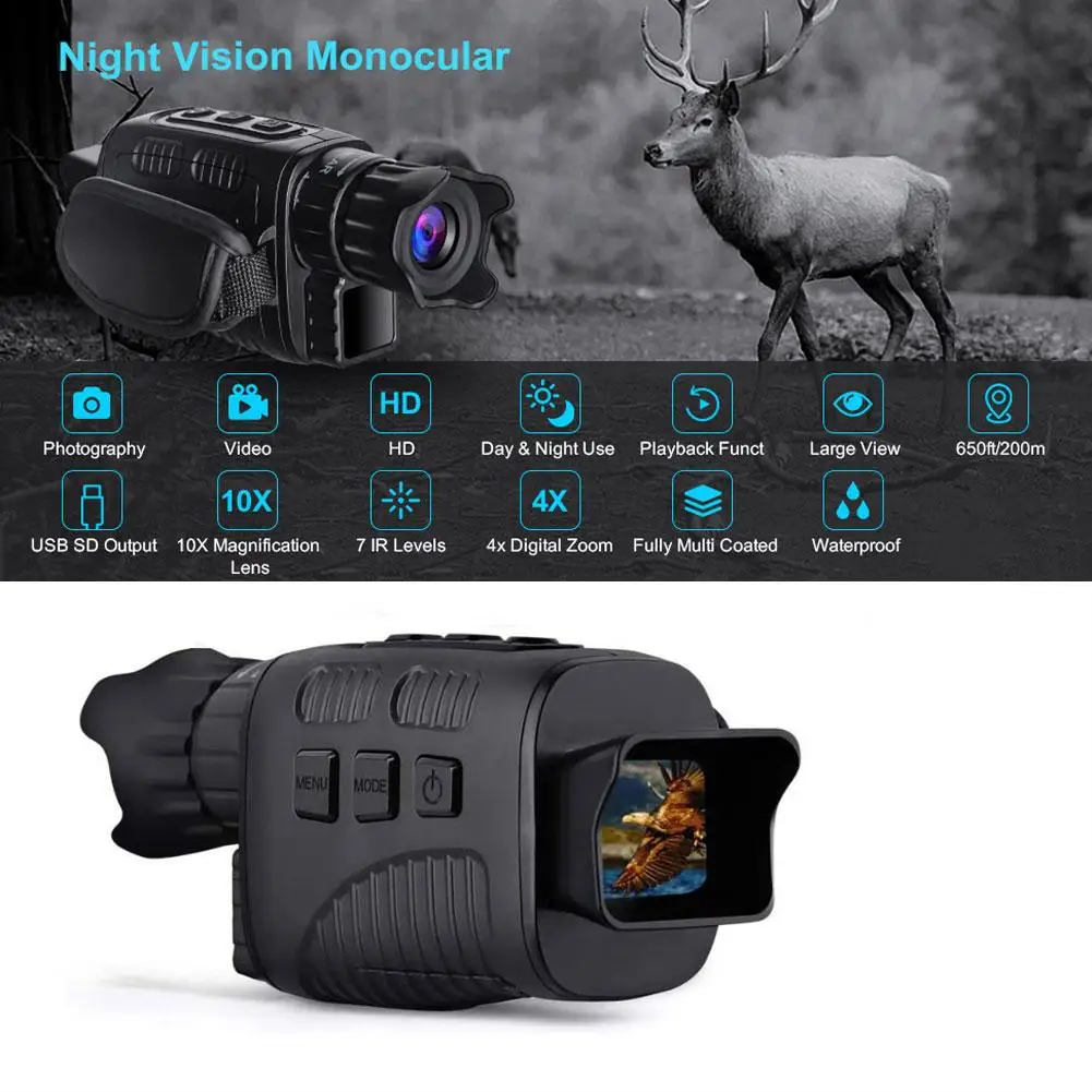 Nv3185 Night Vision Monocular Infrared Digital Telescope Camping Equipment Animal Photography Video 300m Long Distance 4X Zoom