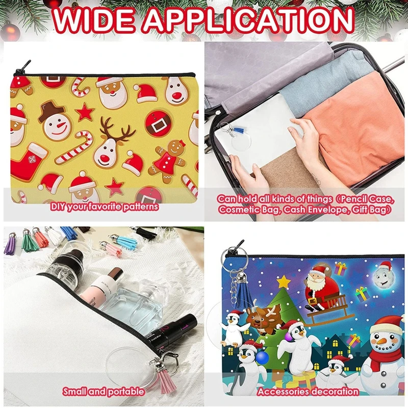 

Cosmetic Bag Sublimation Blank Heat Transfer Cosmetic Bag Set for Diy Halloween Thanksgiving Craft Travel Pencil Bags R7RF