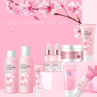 sakura face skin care sets 9pcs concealer sunscreen moisturizing firming face tonic facial care mask whitening cream emulsions