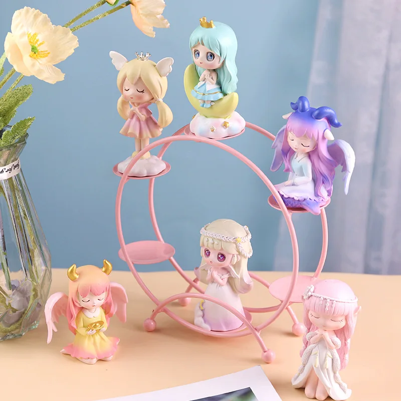 Blind Box Ornaments Rack Ferris Wheel Table Ornaments Pink White Window Hand-held Display Rack Props Decoration Storage Rack