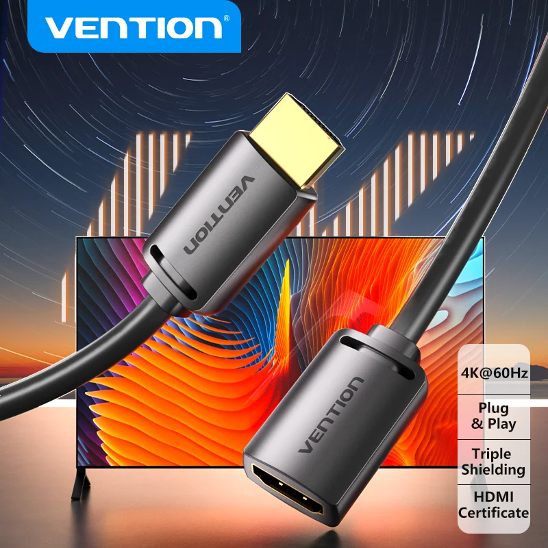 Vention HDMI 2.0 Extension Cable 4K/60Hz HDMI 2.0 2.1 Male to Female Cable forHDTV Nintend Switch PS4/3 HDMI Extender Adapter 8K