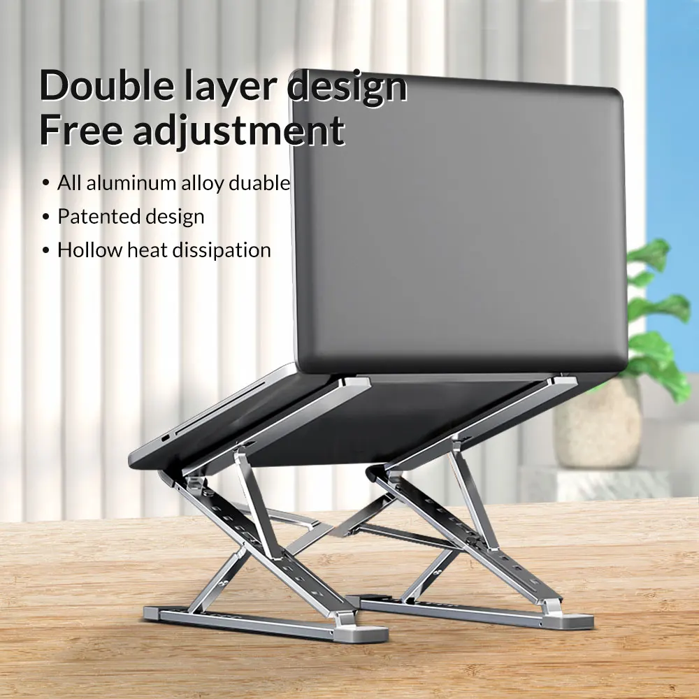 

Gearvita Double Layer Laptop Stand Aluminum For Macbook Tablet Notebook Stand Table Cooling Pad Foldable Laptop Holder